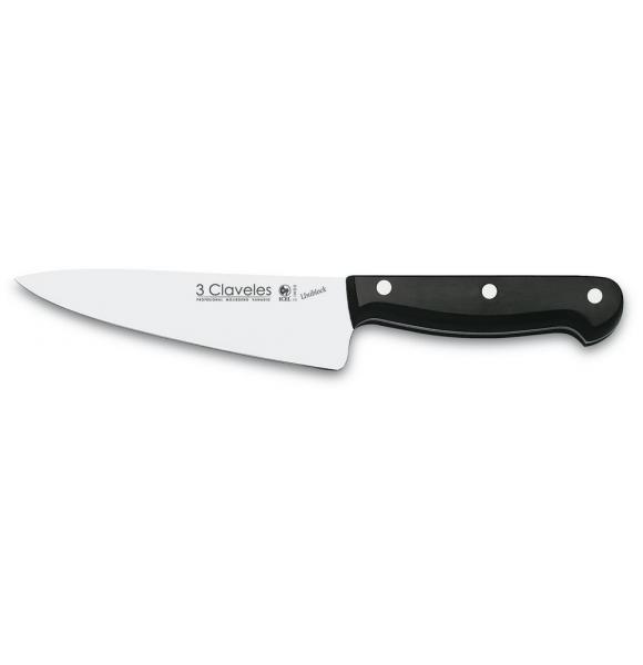 3CLAVELES CUCHILLO COCINERO 15CM UNIBLOCK ACERO INOX