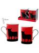 JUEGO 2 TAZAS DESAYUNO MUG ROJA CON TORO NEGRO