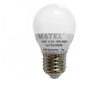 BOMBILLA LED MATEL 7W E-14 6400K G-45 700 LUMENES