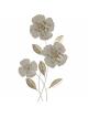 DECORACION PARED METAL FLORES VERTICAL BLANCO ORO