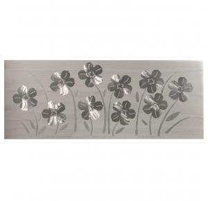 CUADRO LIENZO MADERA FLORES PLATA 150X160