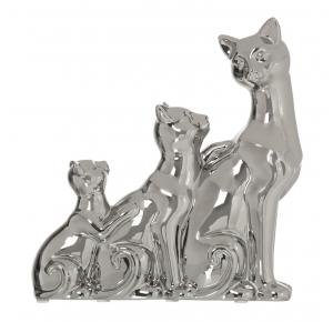 FIGURA 3 GATOS CERAMICA PLATEADA