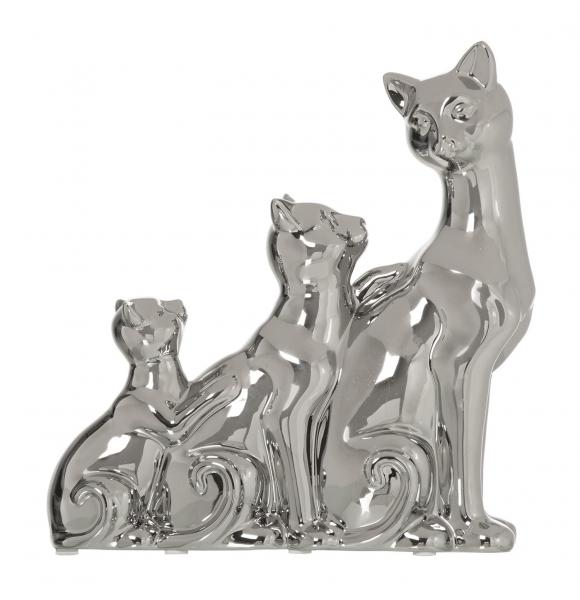 FIGURA 3 GATOS CERAMICA PLATEADA