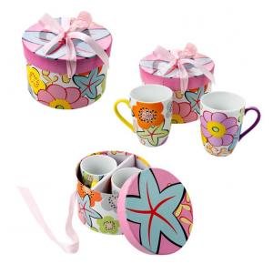 4 TAZAS FLORES DESAYUNO EN CAJA REGALO