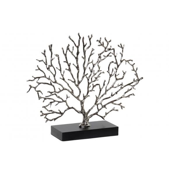 DECORACION METAL RESINA CORAL PLATEADO