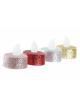 JUEGO 4 VELAS LED PVC PURPURINA NAVIDAD