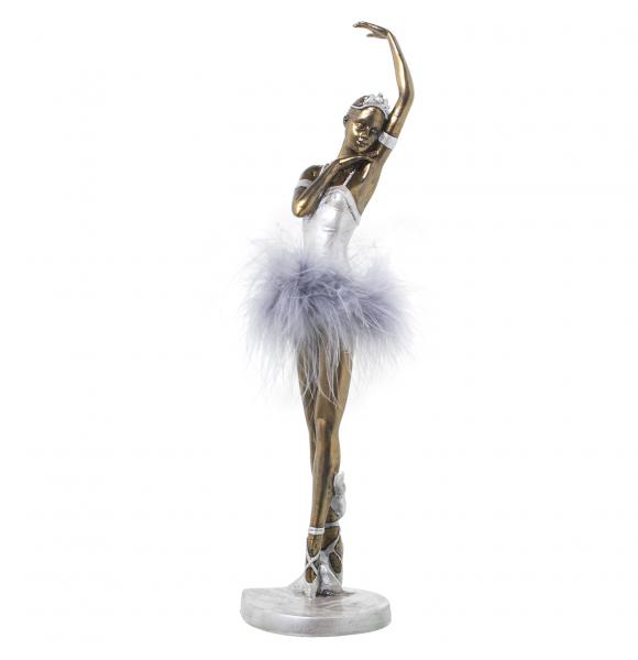 FIGURA BAILARINA RESINA CON TUTU DE PLUMAS