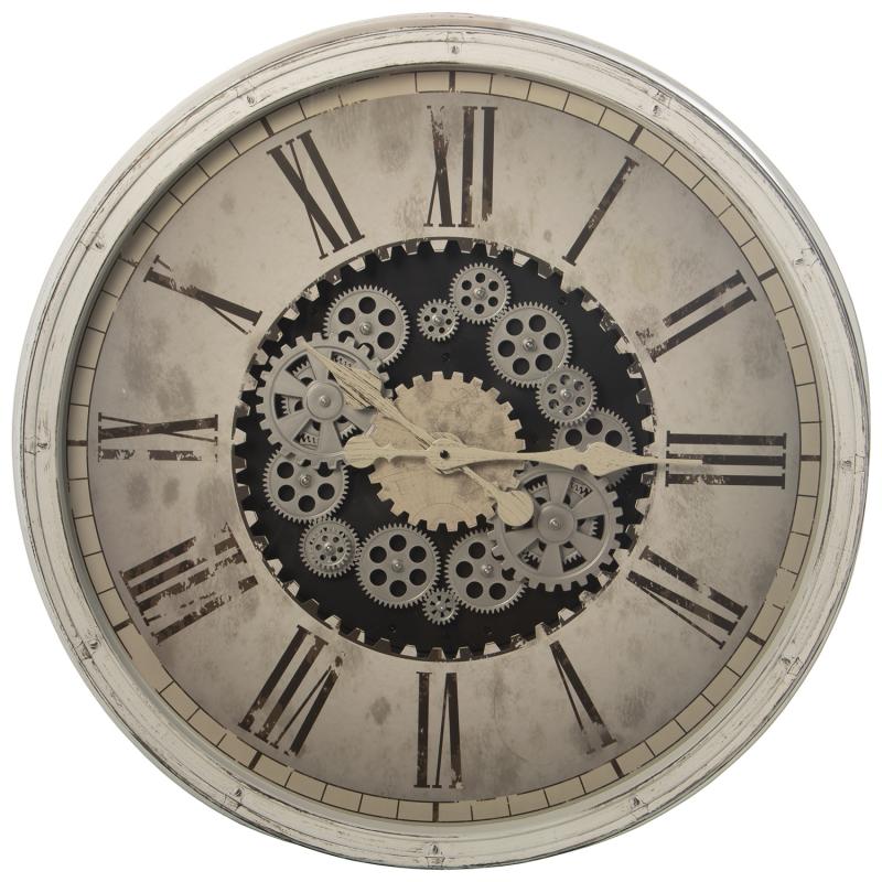 Reloj De Pared Blanco 75 Cms Con Maquinaria Interior Visible