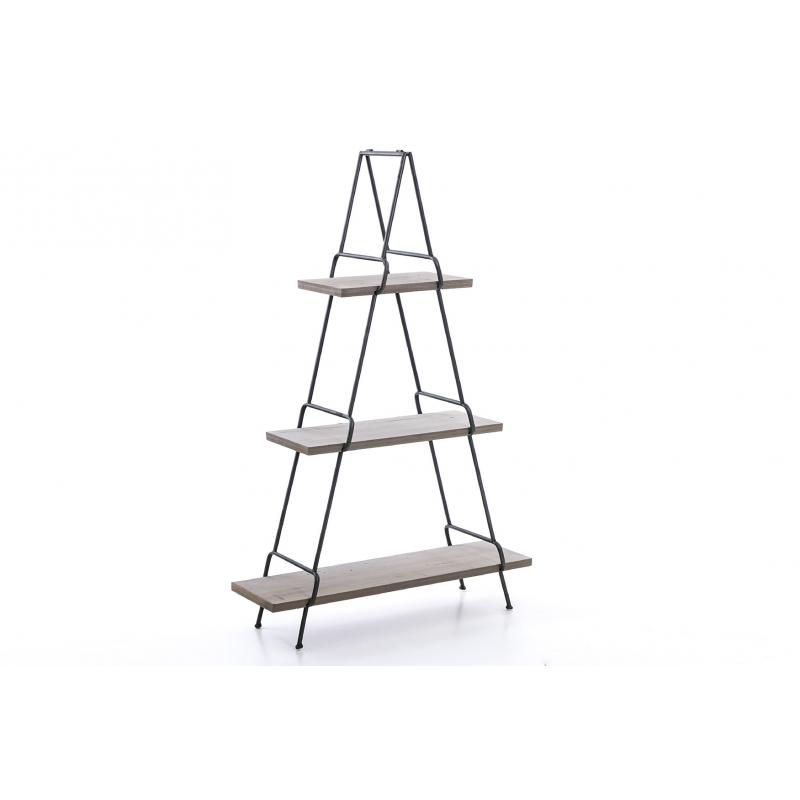 Estanteria De Pie Piramide Metal Y Madera