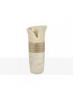 JARRON FLORERO CERAMICA BEIGE, DORADO Y NACAR
