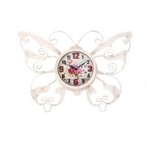 RELOJ PARED METAL MARIPOSA BLANCA